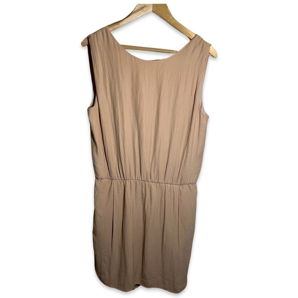 Oak + Fort Mini Dress Open Back Cinched Waist Pockets Warm Apricot Size Large
